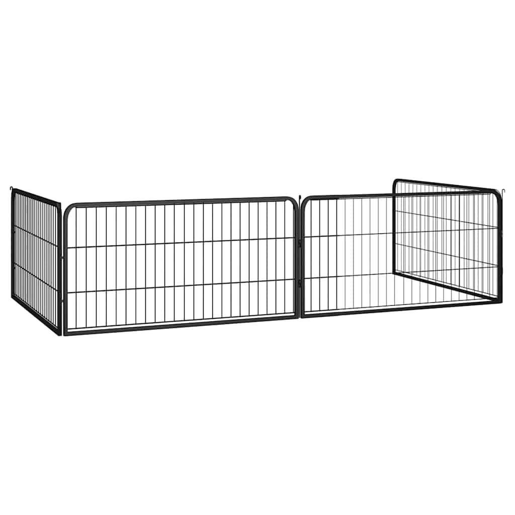 Koera mänguaedik 4 paneeli must 100x50 cm pulbervärvitud teras