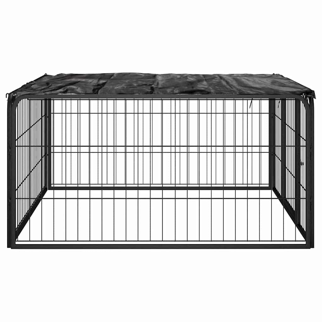 Koera mänguaedik 4 paneeli must 100x50 cm pulbervärvitud teras