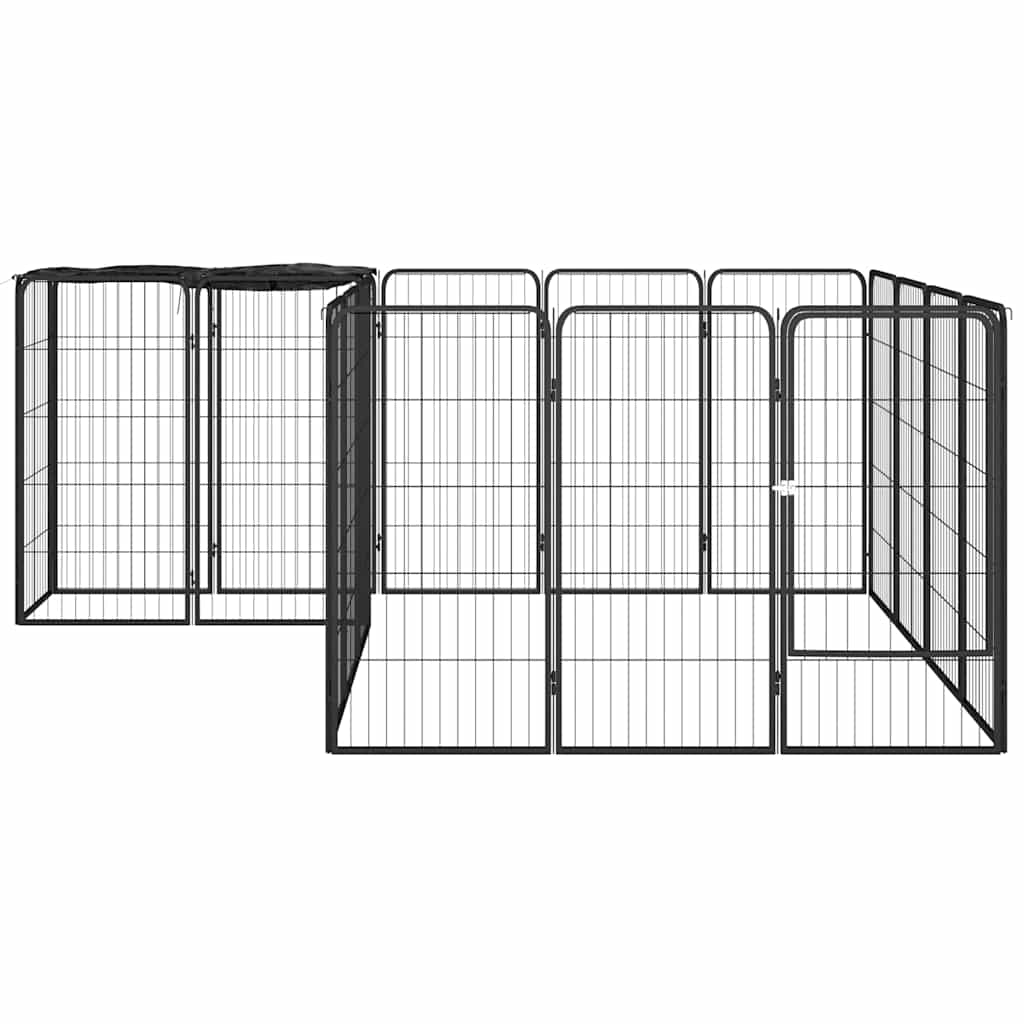 18 paneeliga koera mänguaed must 50x100 cm pulbervärvitud teras