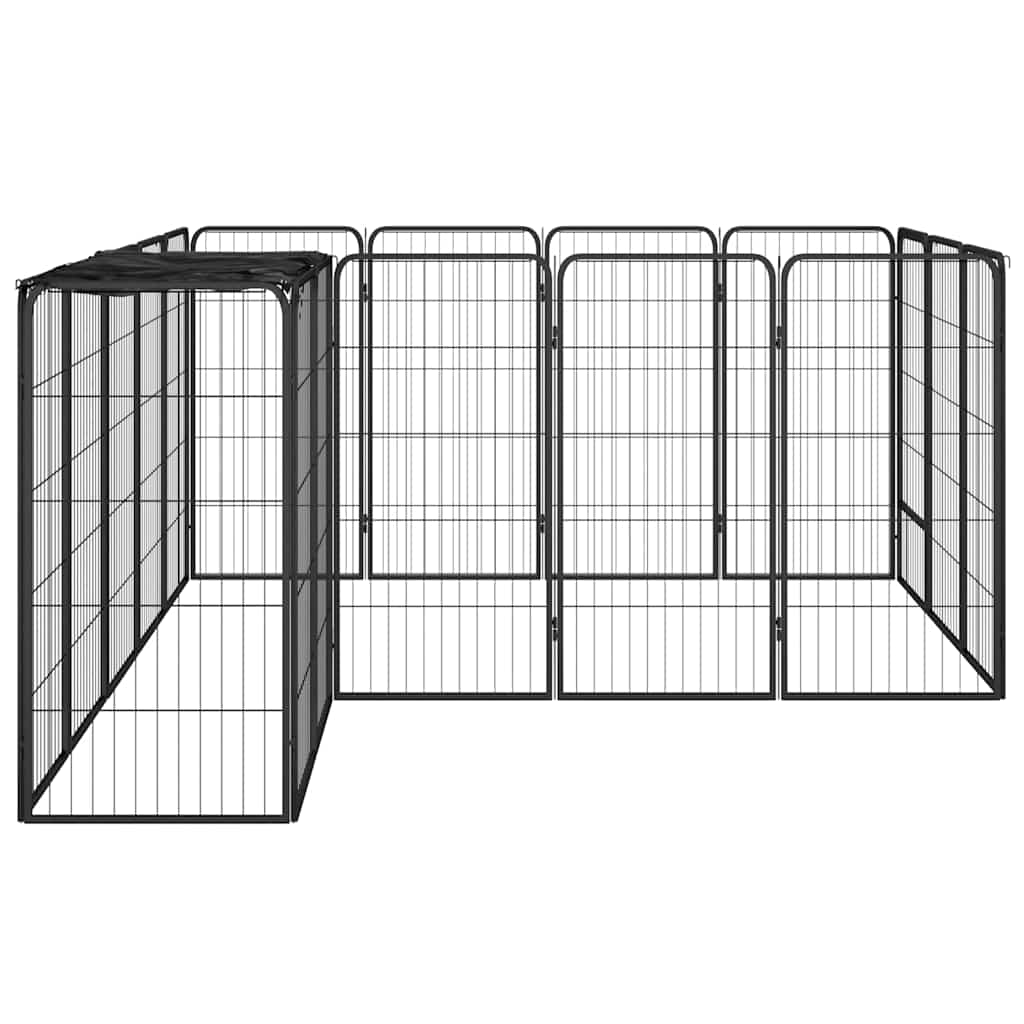 18 paneeliga koera mänguaed must 50x100 cm pulbervärvitud teras
