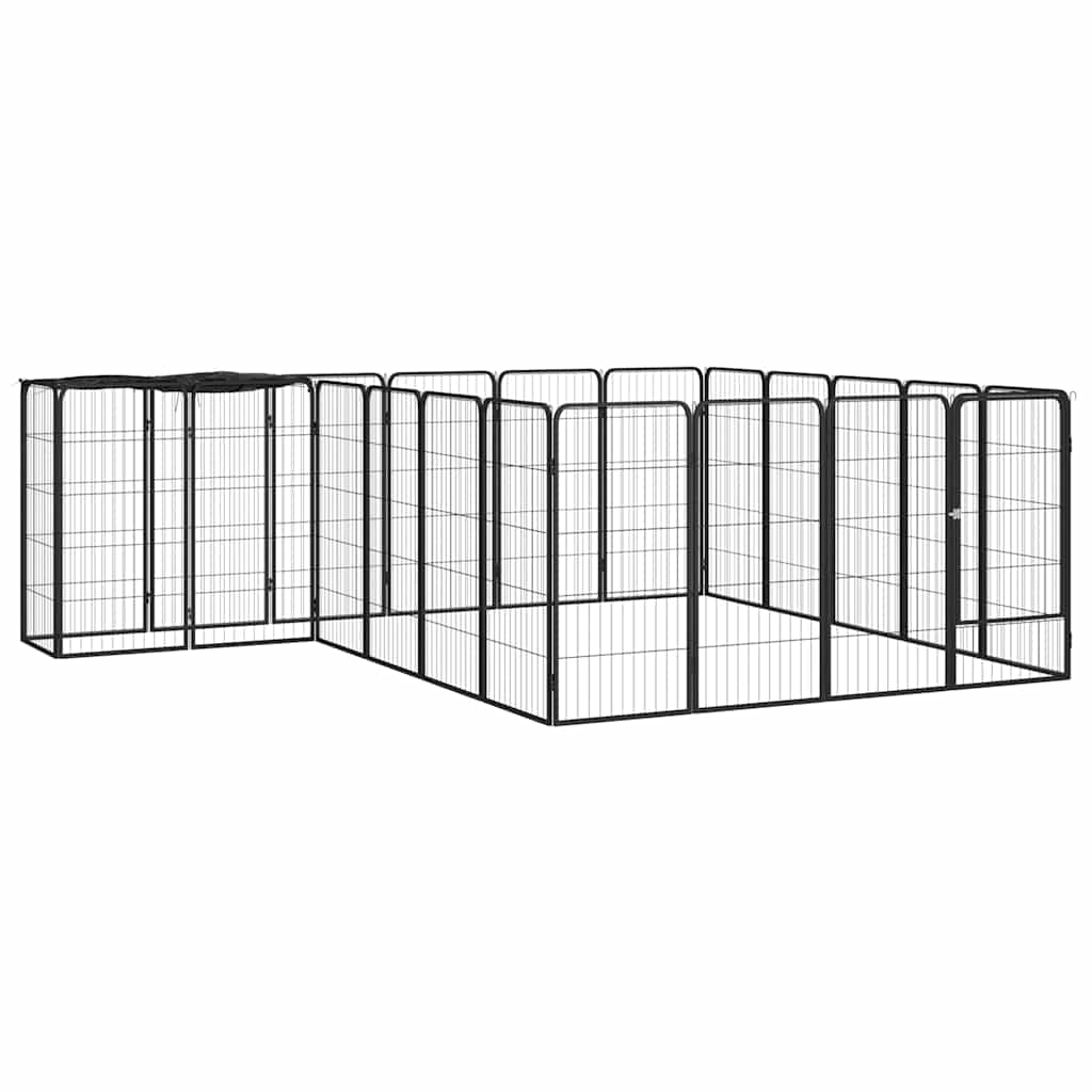 22 paneeliga koera mänguaed must 50x100 cm pulbervärvitud teras