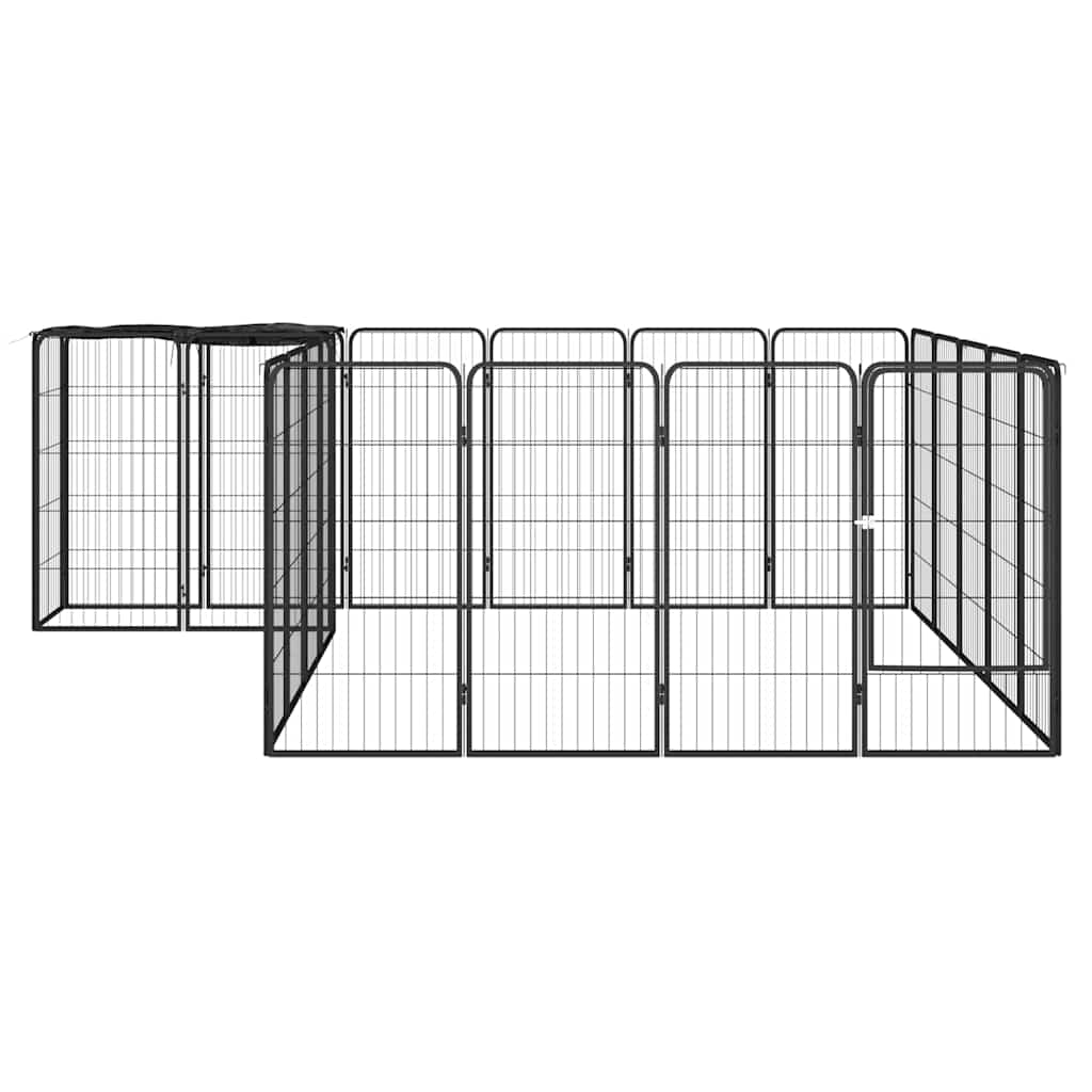 22 paneeliga koera mänguaed must 50x100 cm pulbervärvitud teras