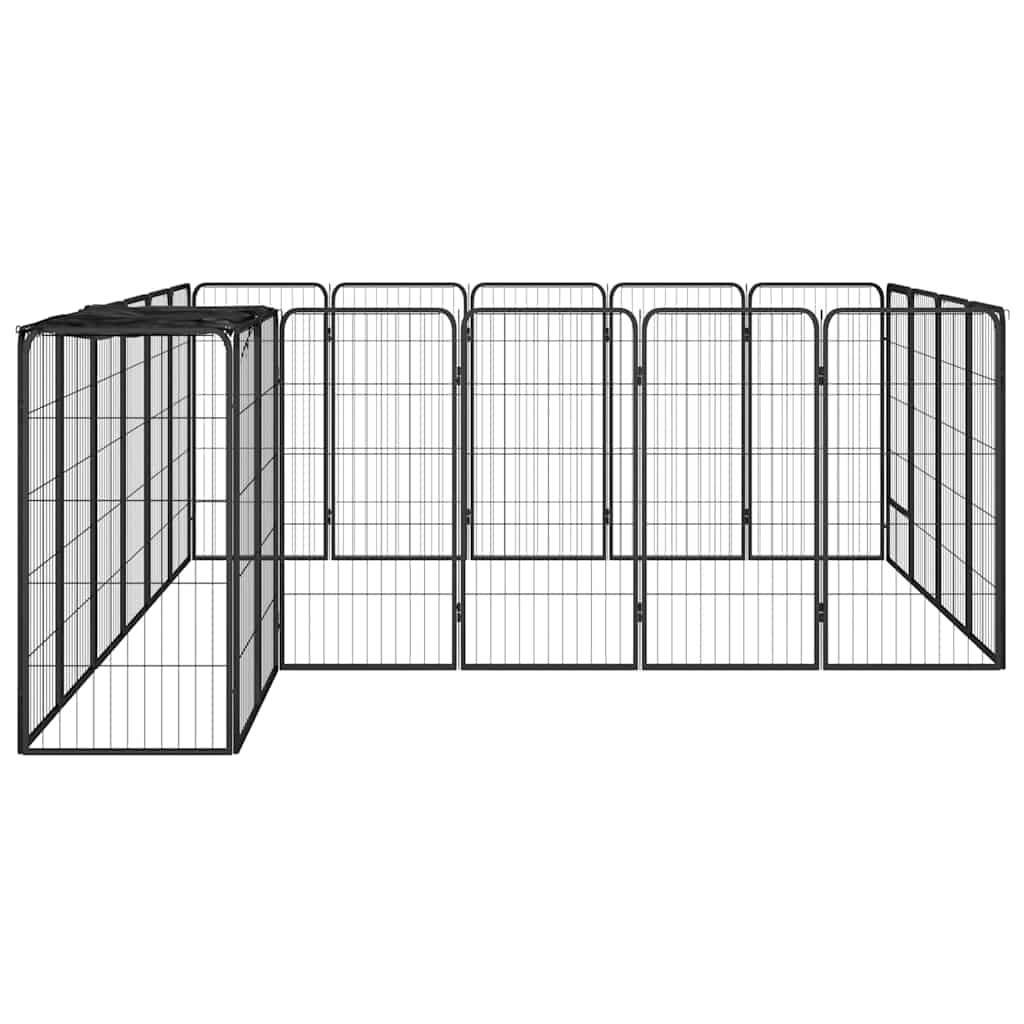 22 paneeliga koera mänguaed must 50x100 cm pulbervärvitud teras