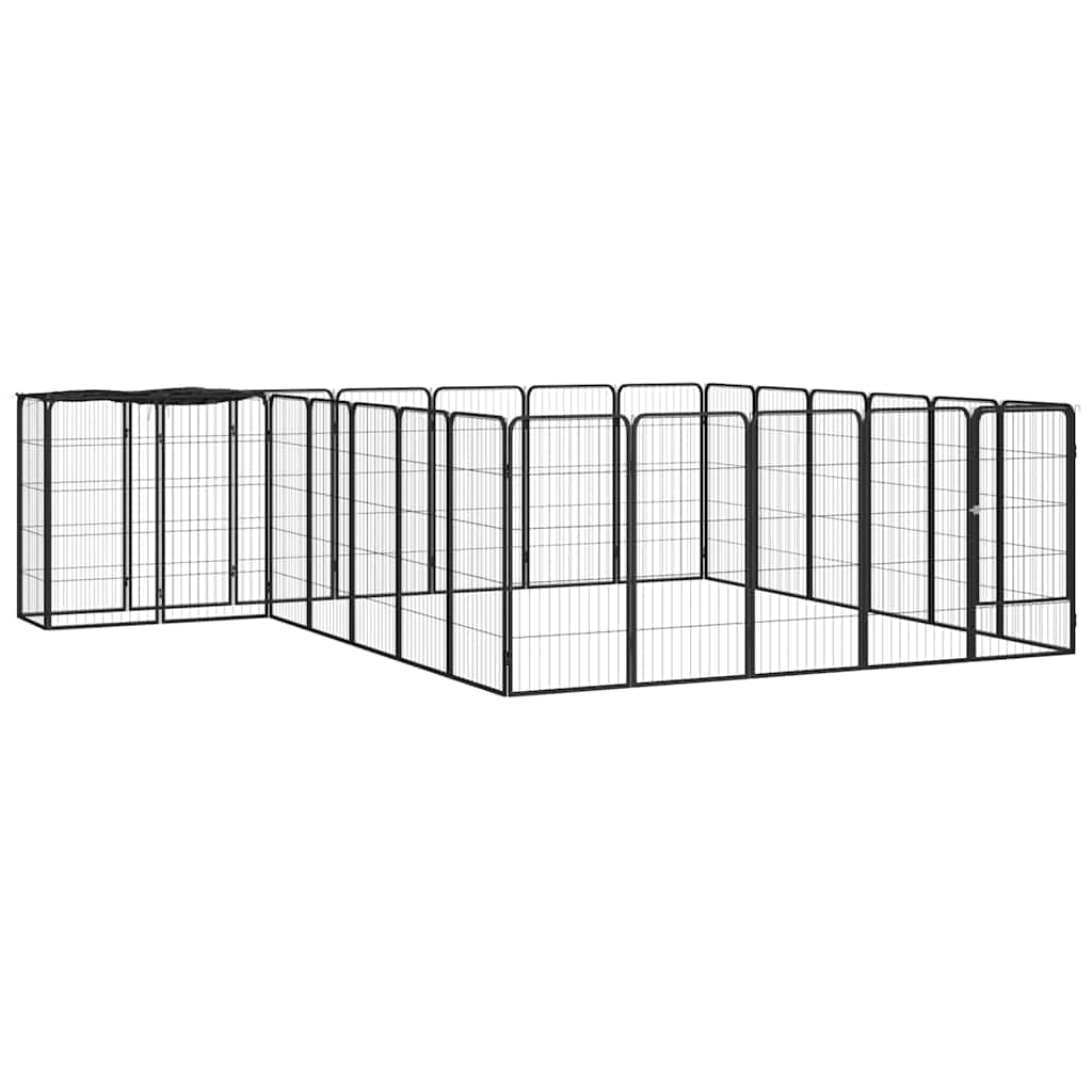 26 paneeliga koera mänguaed must 50x100 cm pulbervärvitud teras