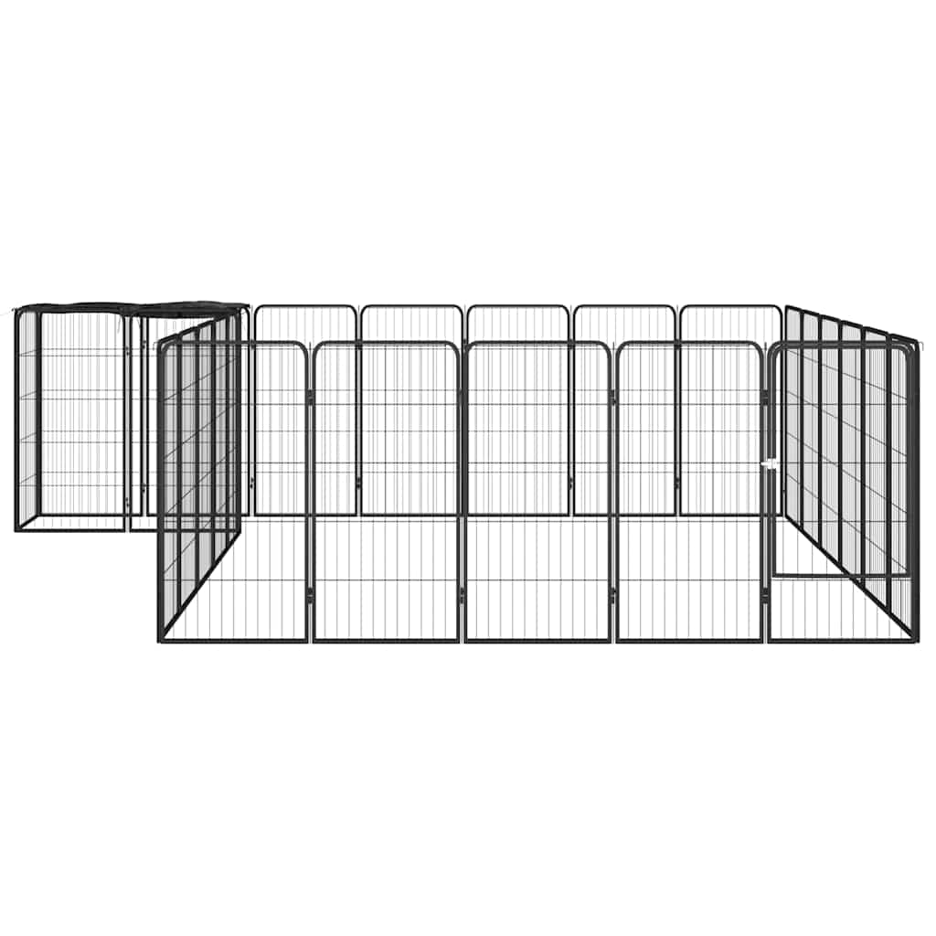 26 paneeliga koera mänguaed must 50x100 cm pulbervärvitud teras