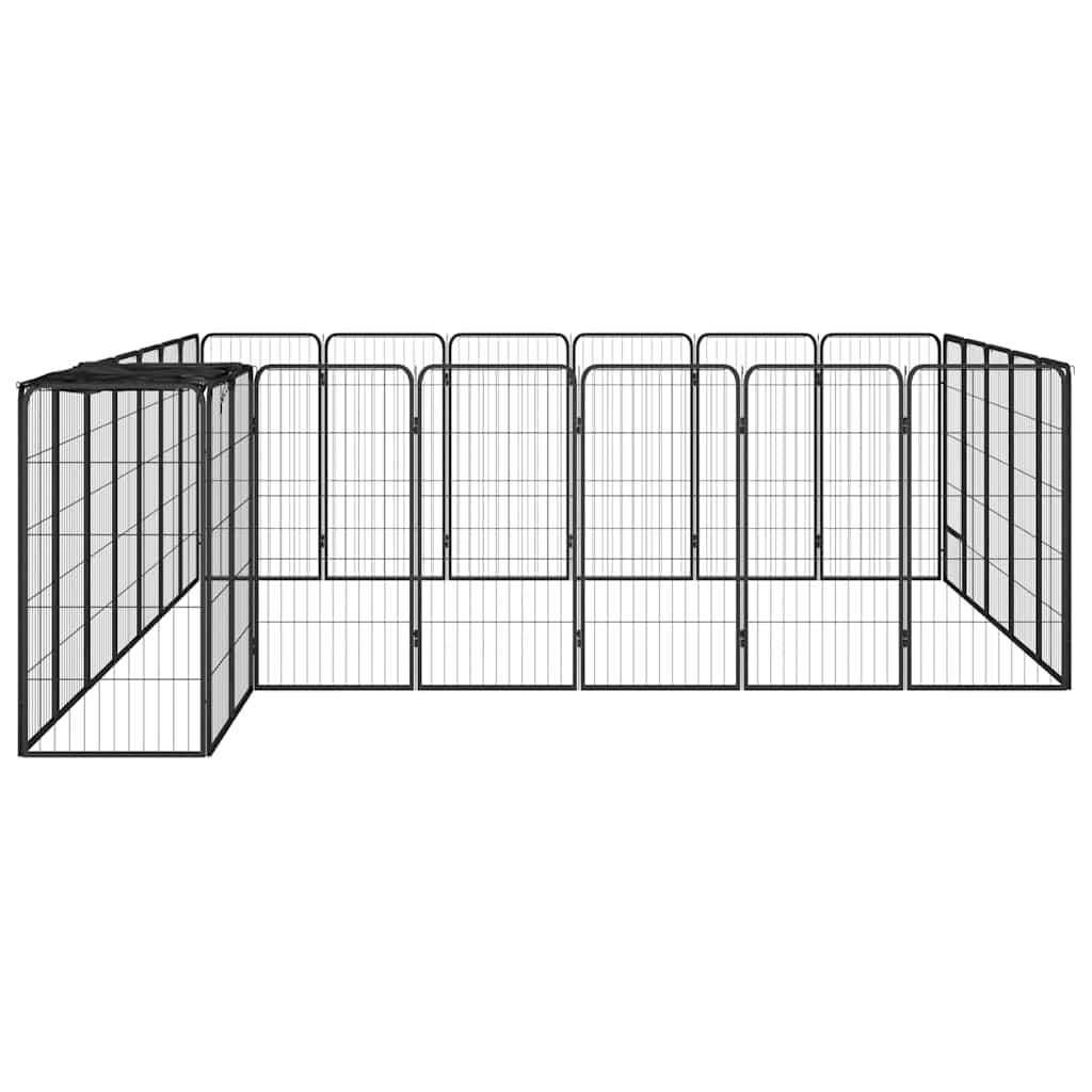 26 paneeliga koera mänguaed must 50x100 cm pulbervärvitud teras