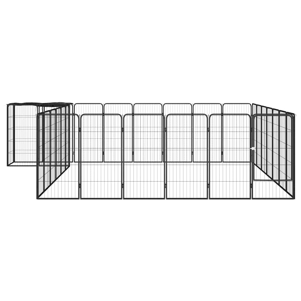 30 paneeliga koera mänguaed must 50x100 cm pulbervärvitud teras