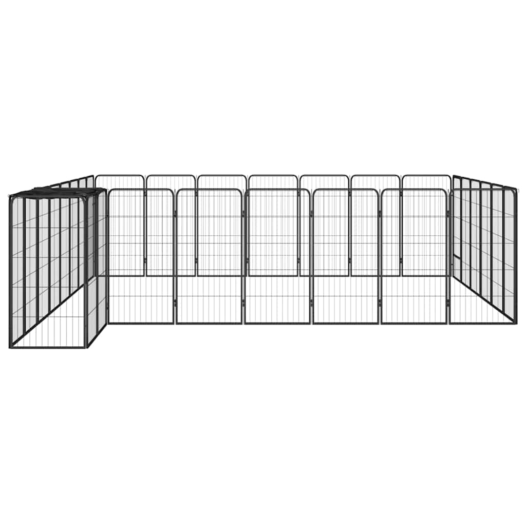 30 paneeliga koera mänguaed must 50x100 cm pulbervärvitud teras