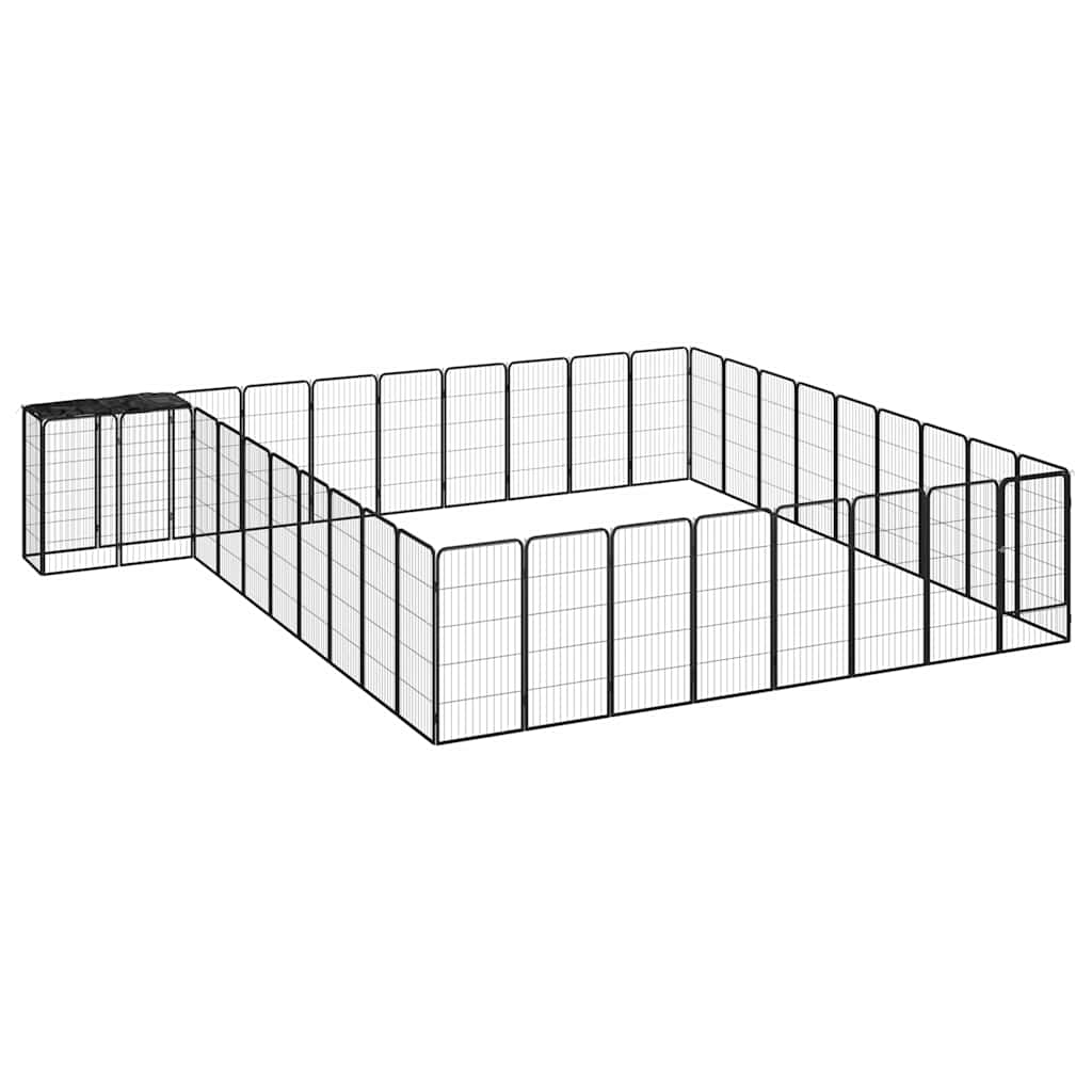 38 paneeliga koera mänguaed must 50x100 cm pulbervärvitud teras