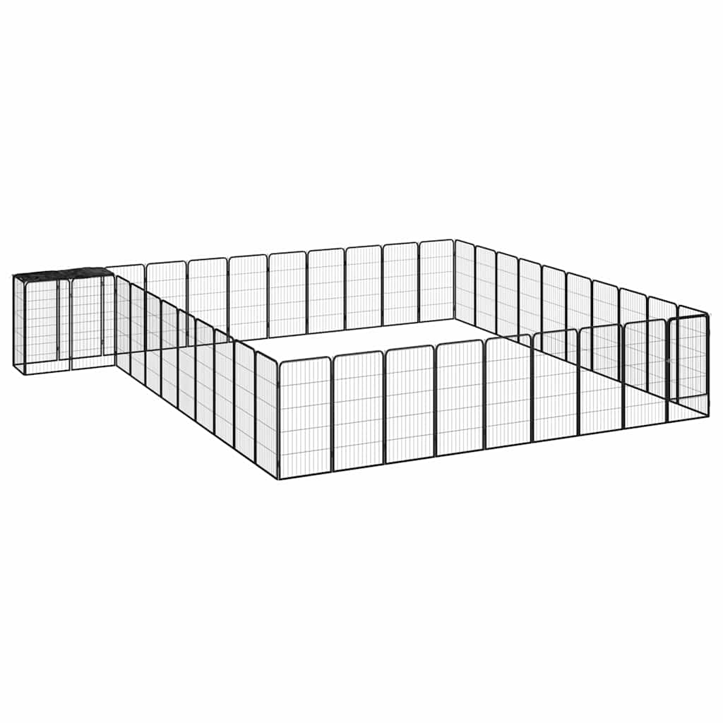 42 paneeliga koera mänguaed must 50x100 cm pulbervärvitud teras