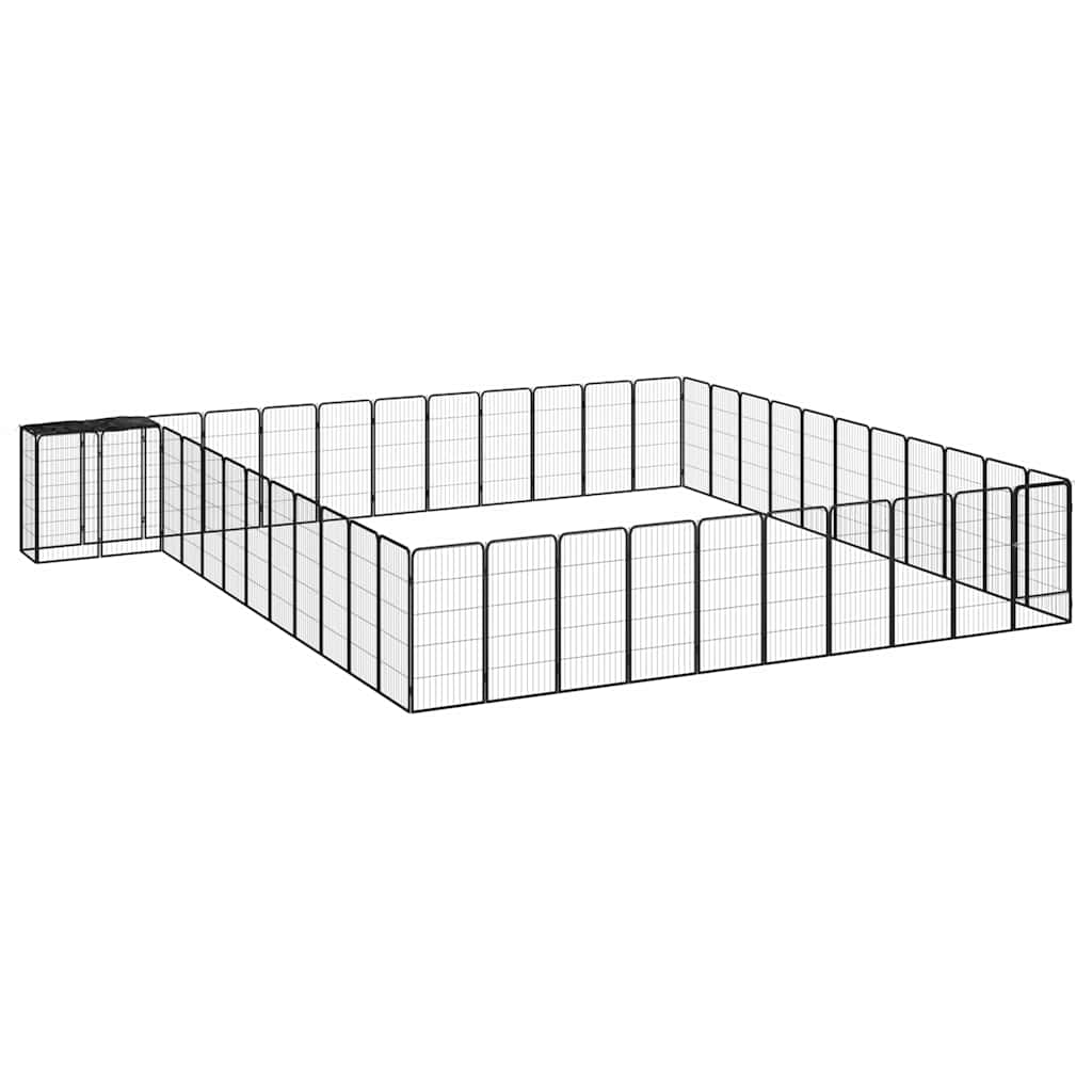 46 paneeliga koera mänguaed must 50x100 cm pulbervärvitud teras