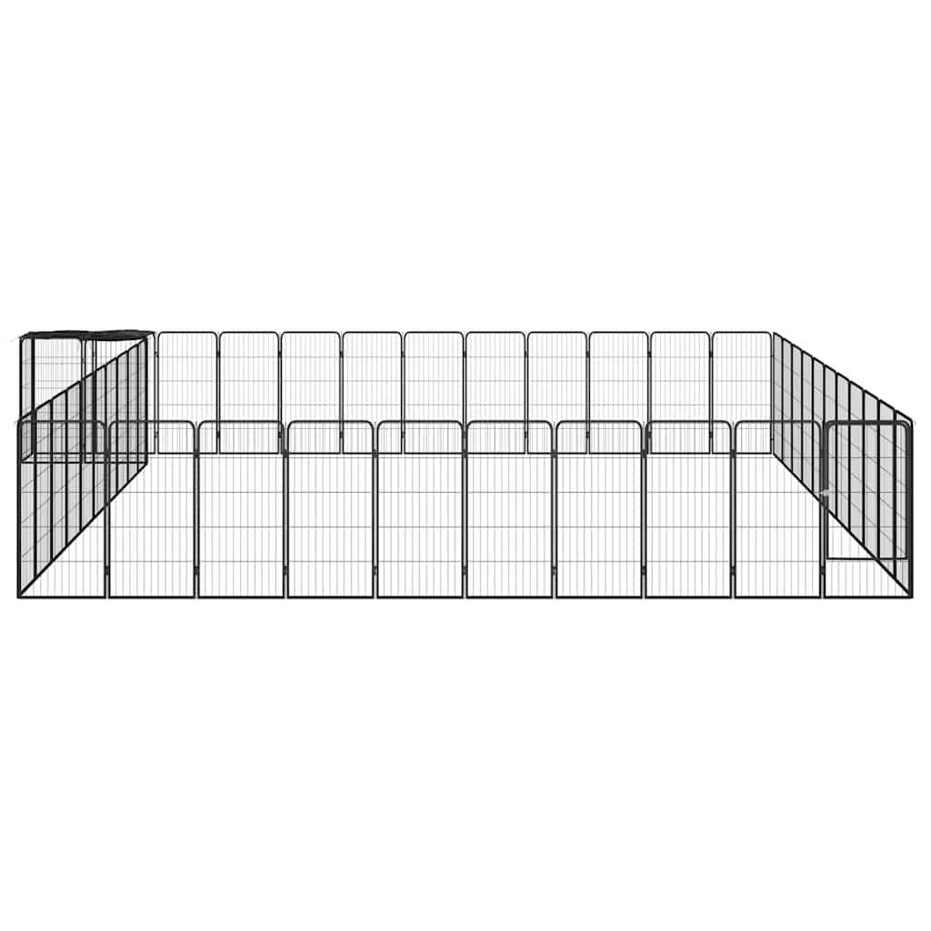 46 paneeliga koera mänguaed must 50x100 cm pulbervärvitud teras