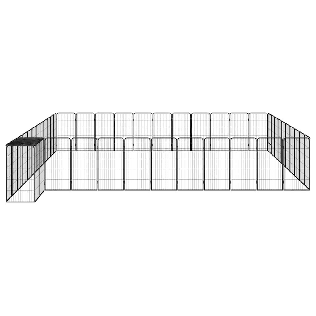 46 paneeliga koera mänguaed must 50x100 cm pulbervärvitud teras