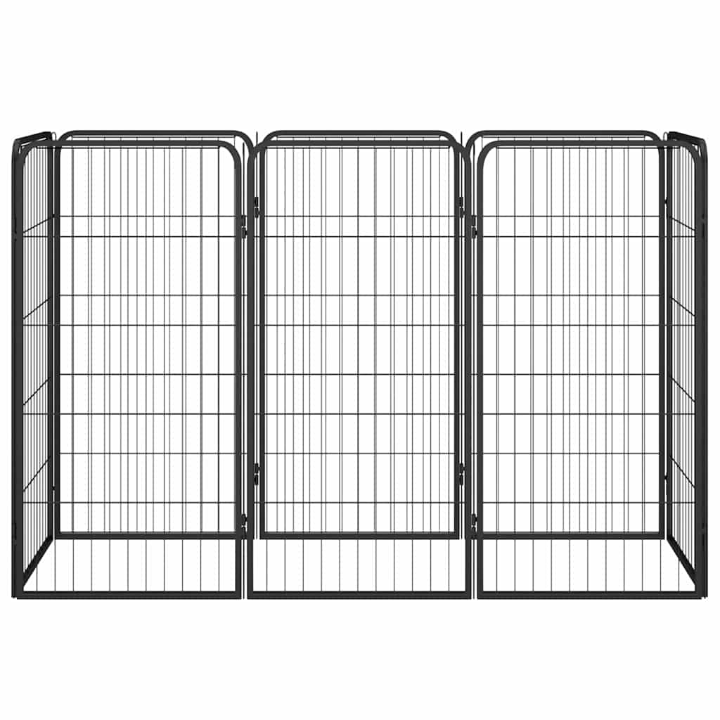 8 paneeliga koera mänguaed must 50x100 cm pulbervärvitud teras