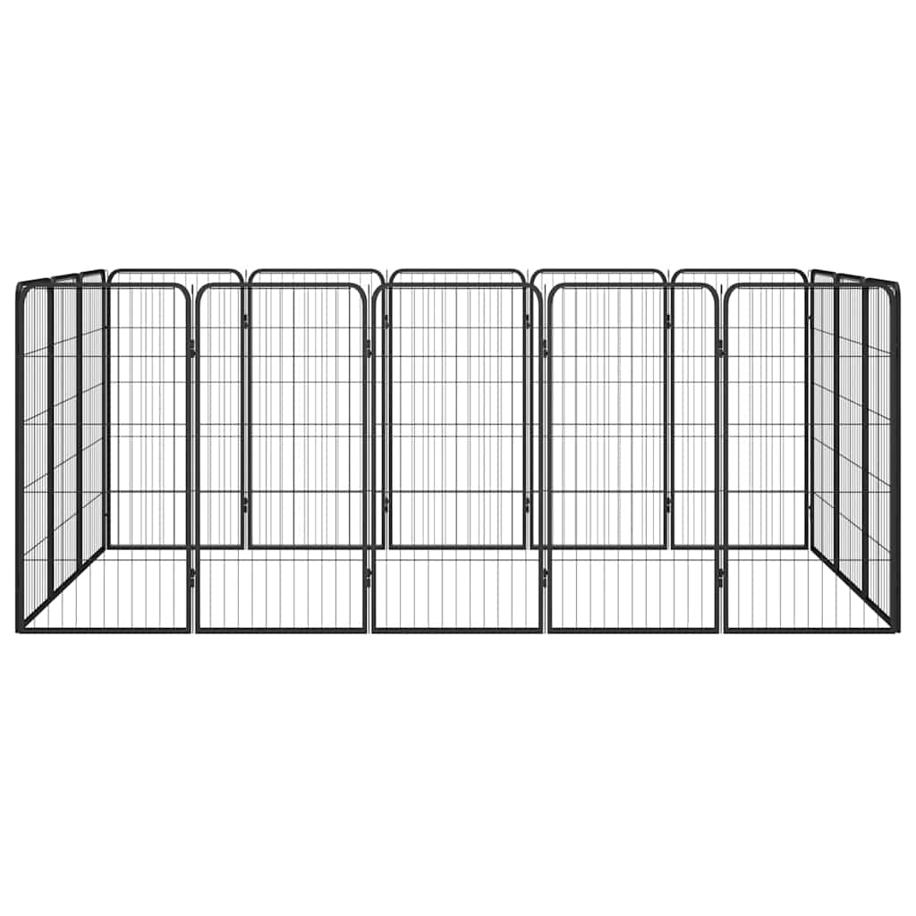 16 paneeliga koera mänguaed must 50x100 cm pulbervärvitud teras