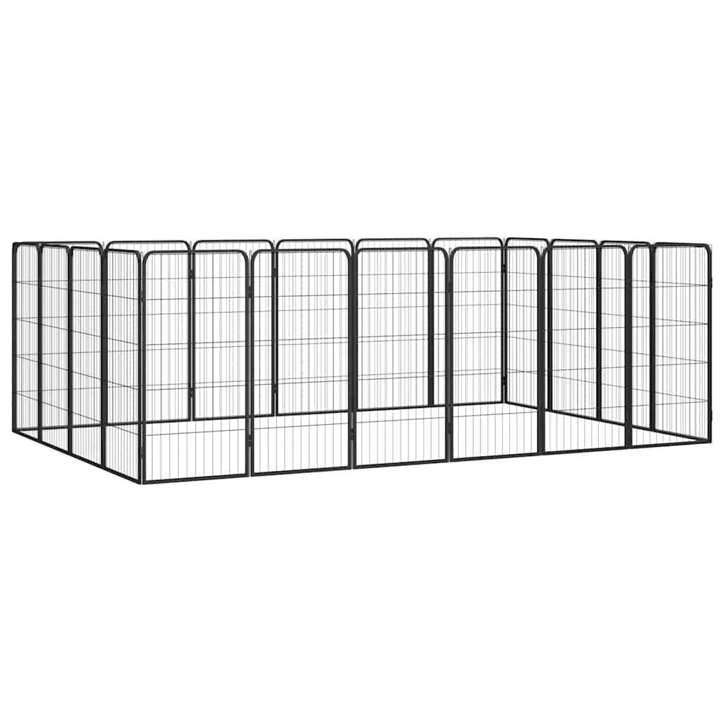 30 paneeliga koera mänguaed must 50x100 cm pulbervärvitud teras