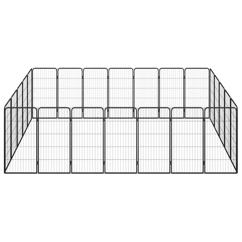 24 paneeliga koera mänguaed must 50x100 cm pulbervärvitud teras