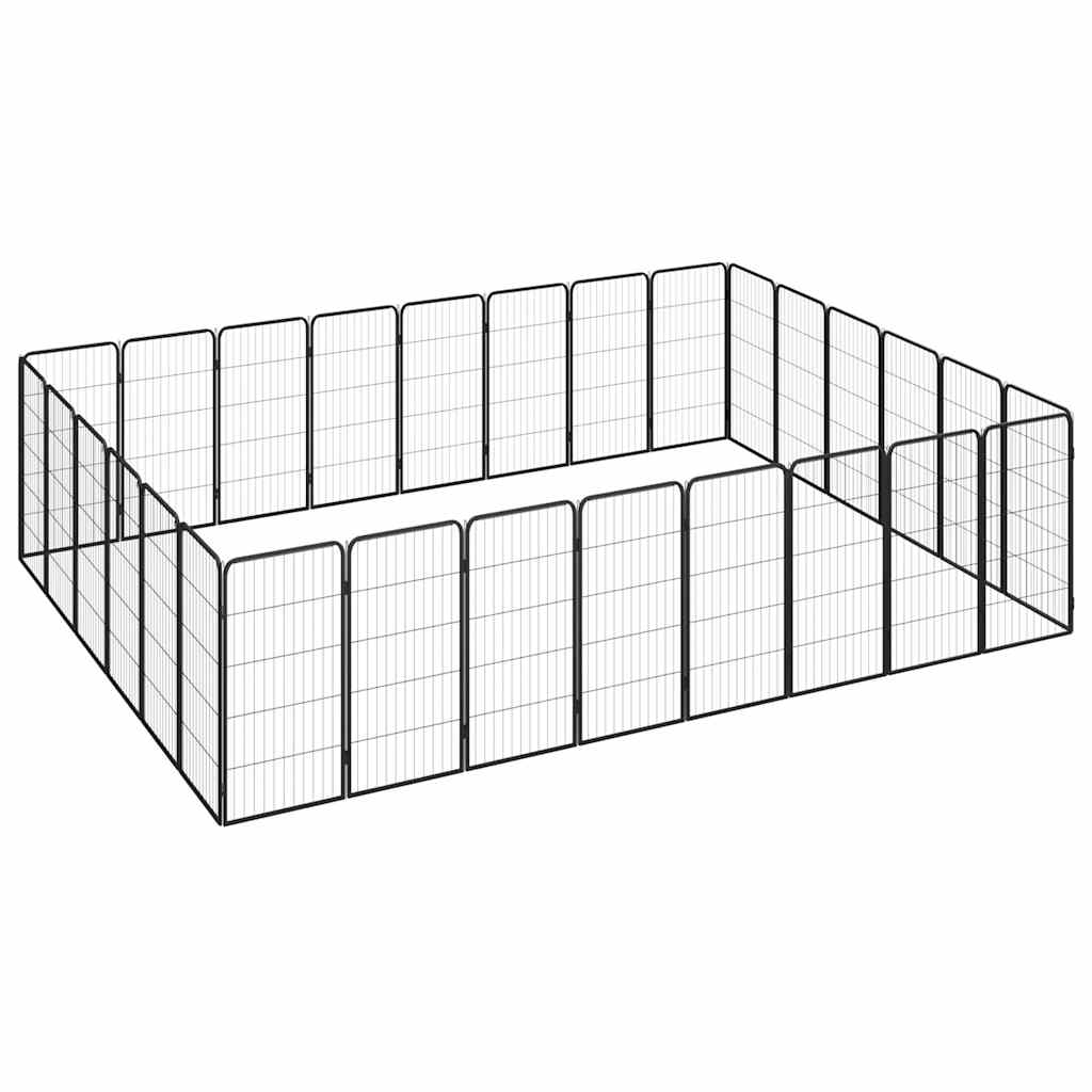 28 paneeliga koera mänguaed must 50x100 cm pulbervärvitud teras