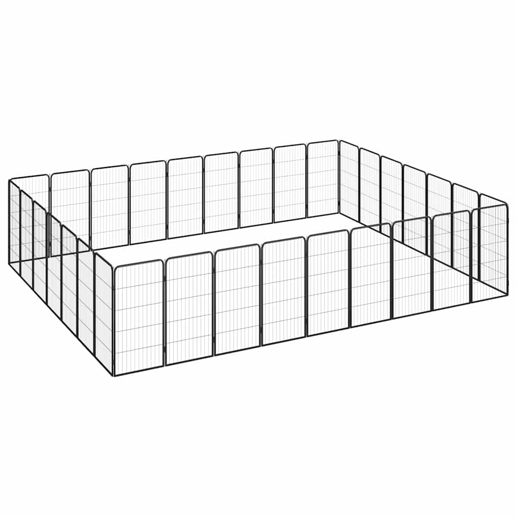32 paneeliga koera mänguaed must 50x100 cm pulbervärvitud teras