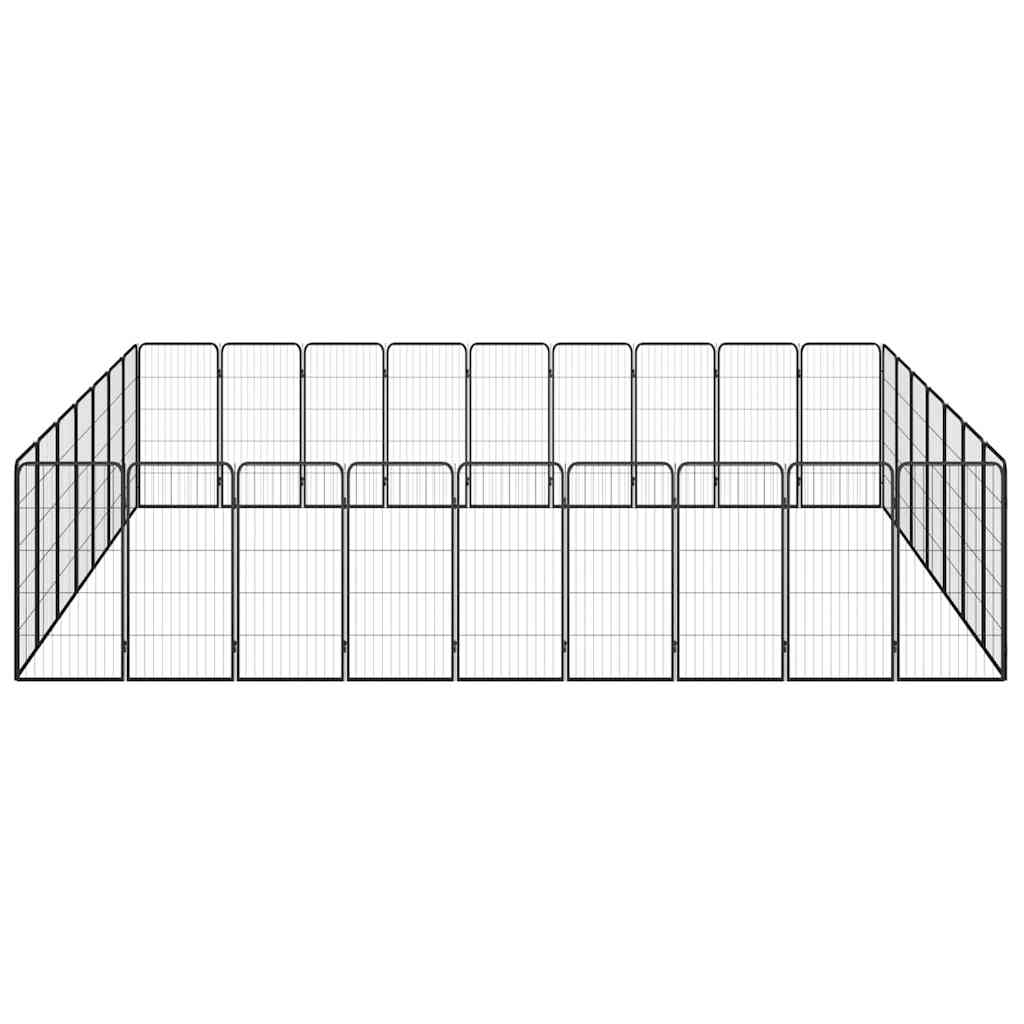 32 paneeliga koera mänguaed must 50x100 cm pulbervärvitud teras