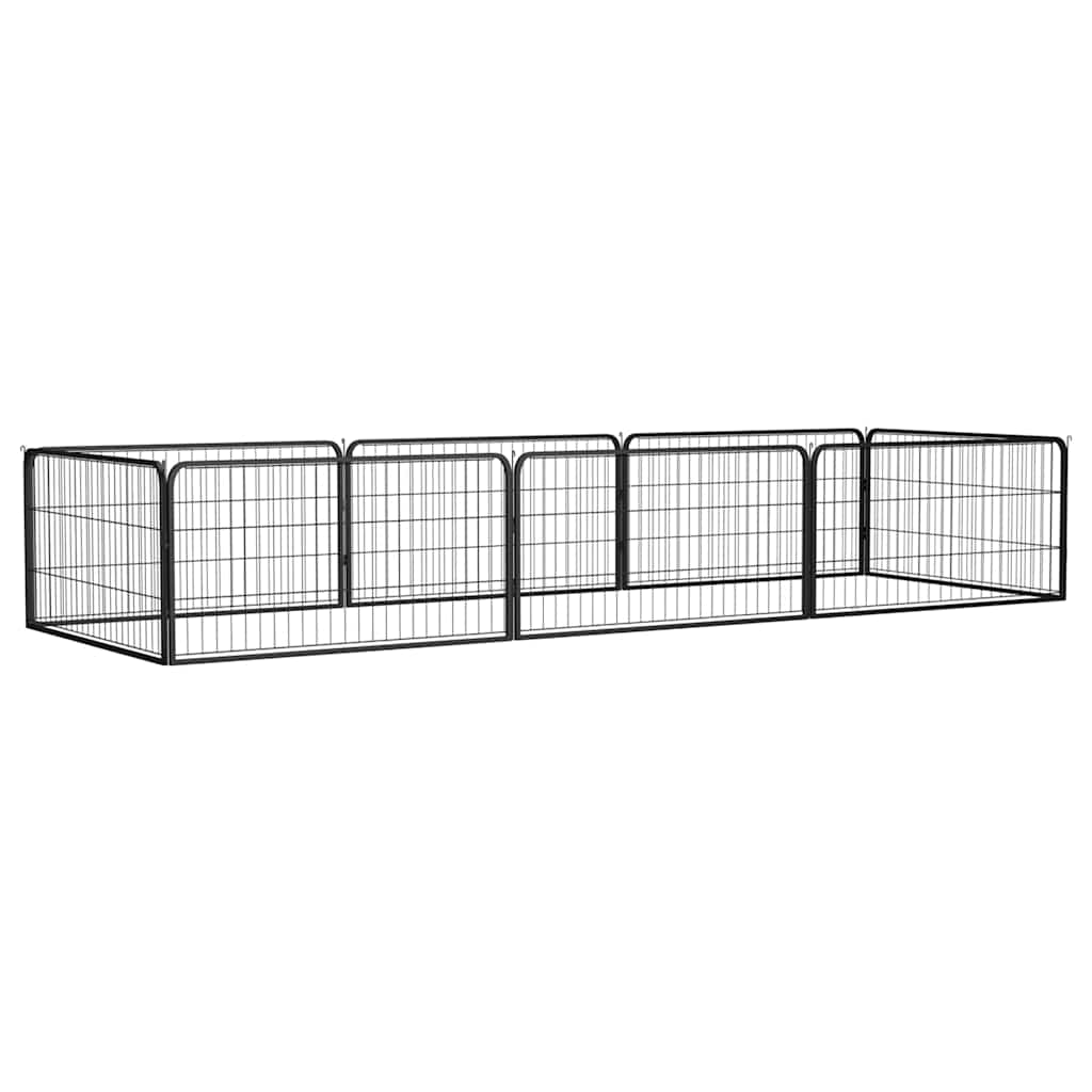 8 paneeliga koera mänguaed must 100x50 cm pulbervärvitud teras