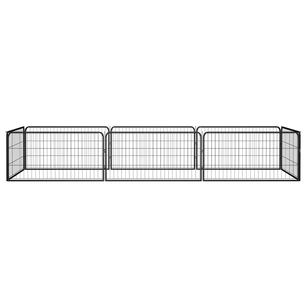 8 paneeliga koera mänguaed must 100x50 cm pulbervärvitud teras