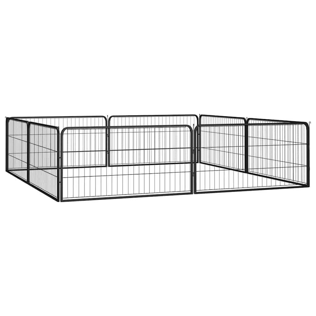 8 paneeliga koera mänguaed must 100x50 cm pulbervärvitud teras