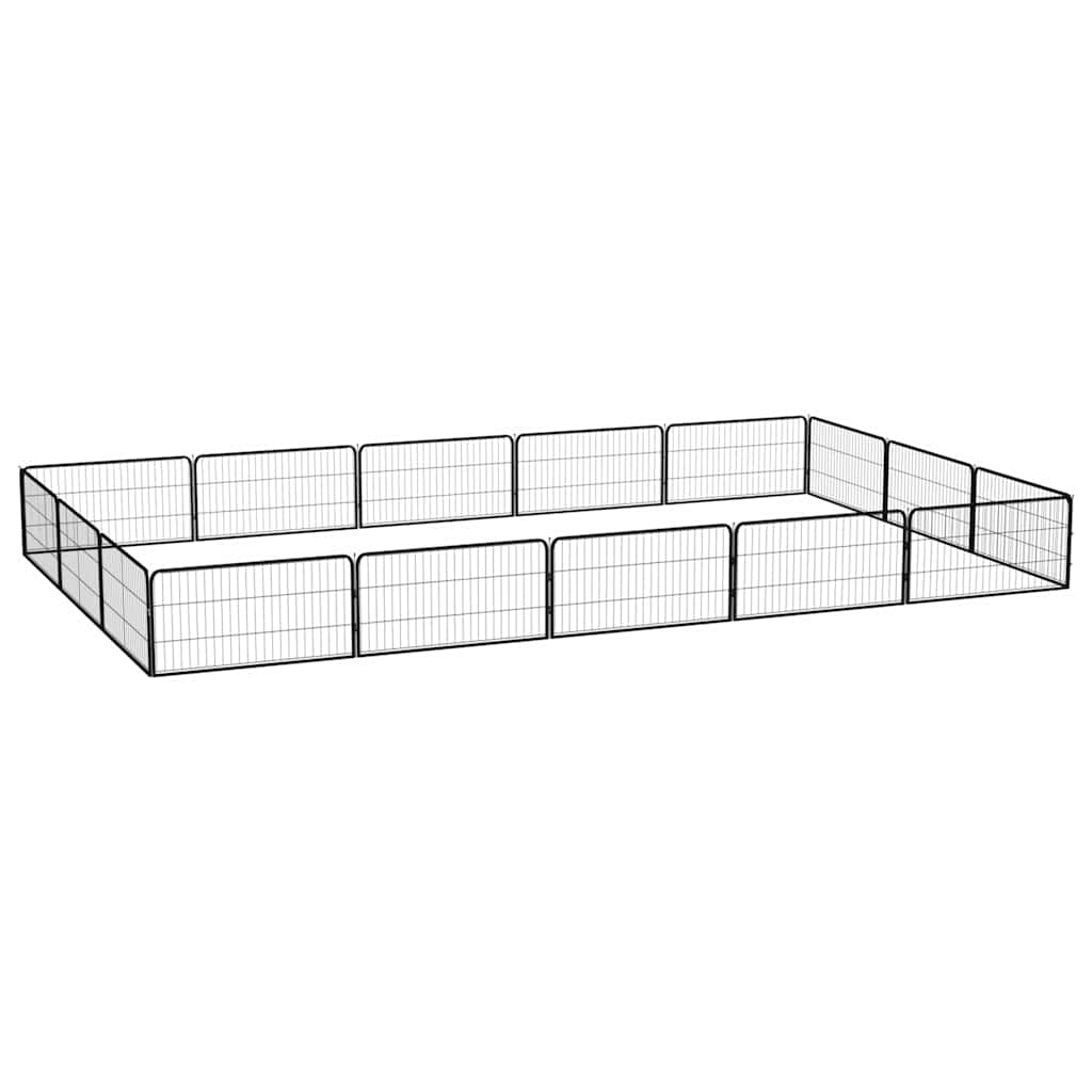 16 paneeliga koera mänguaed must 100x50 cm pulbervärvitud teras