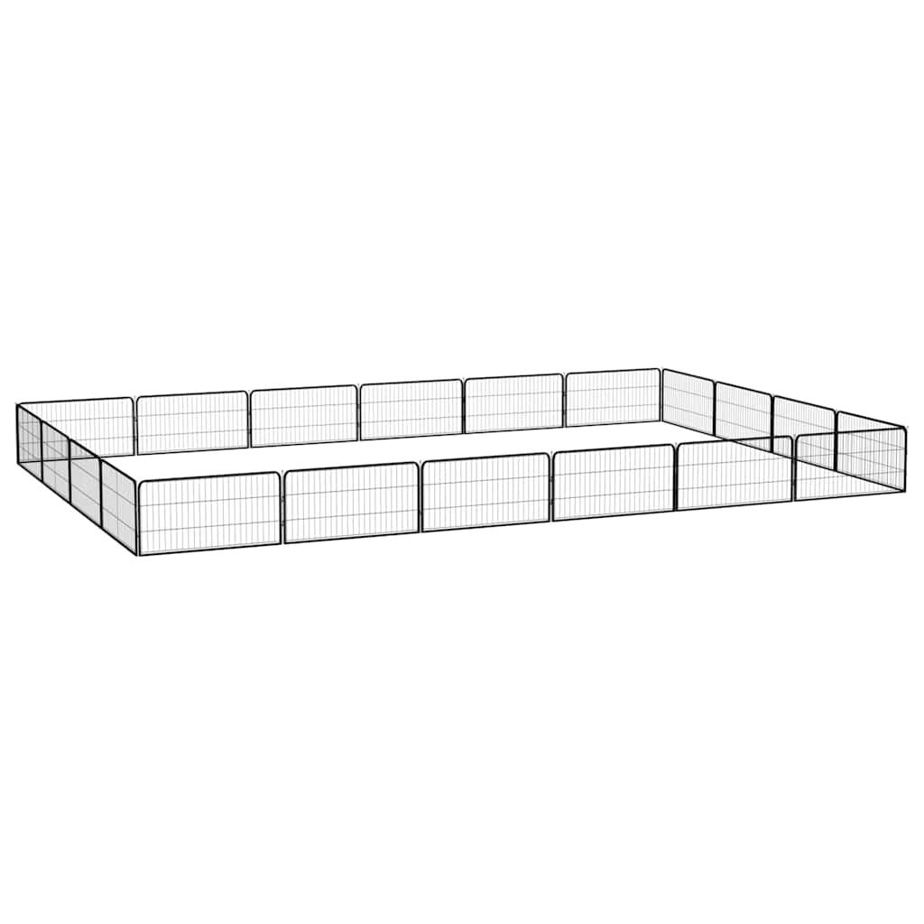 20 paneeliga koera mänguaed must 100x50 cm pulbervärvitud teras