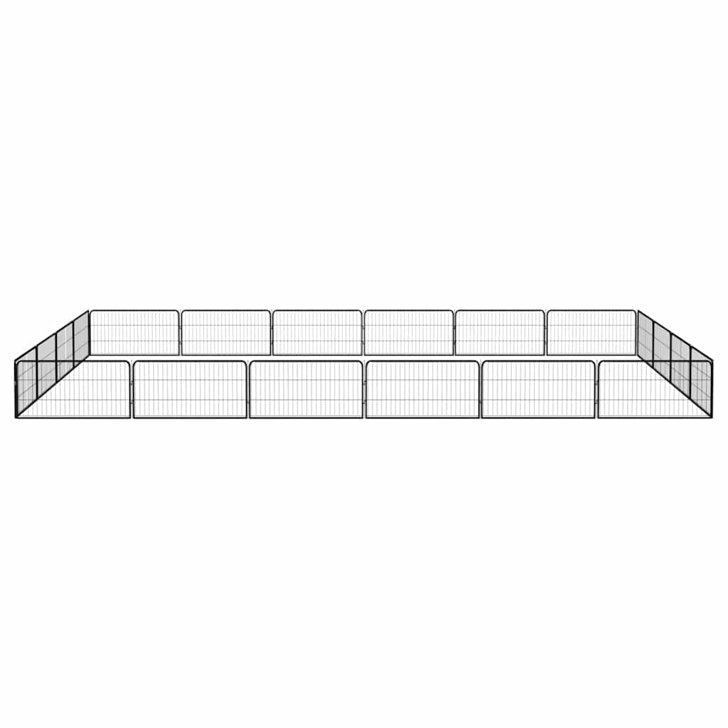 20 paneeliga koera mänguaed must 100x50 cm pulbervärvitud teras