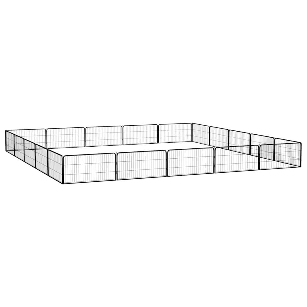 20 paneeliga koera mänguaed must 100x50 cm pulbervärvitud teras