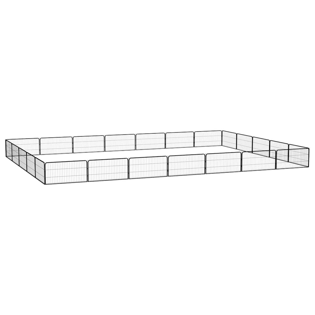 24 paneeliga koera mänguaed must 100x50 cm pulbervärvitud teras