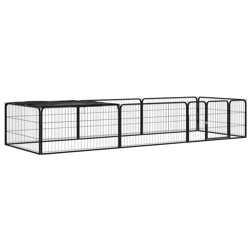 8 paneeliga koera mänguaed must 100x50 cm pulbervärvitud teras