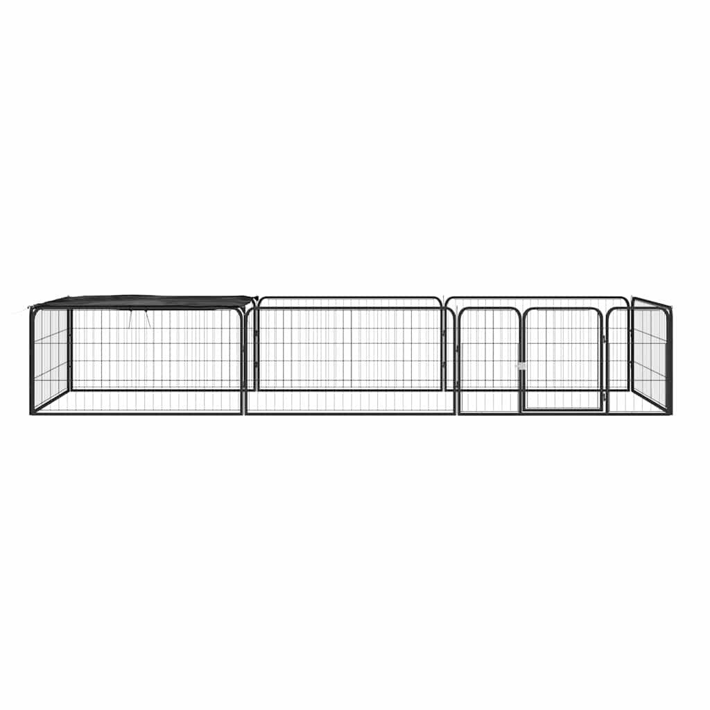8 paneeliga koera mänguaed must 100x50 cm pulbervärvitud teras