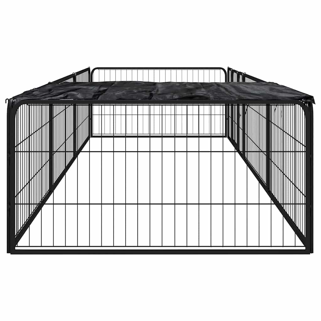 8 paneeliga koera mänguaed must 100x50 cm pulbervärvitud teras