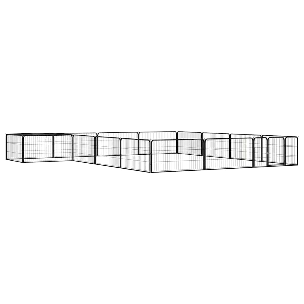 16 paneeliga koera mänguaed must 100x50 cm pulbervärvitud teras