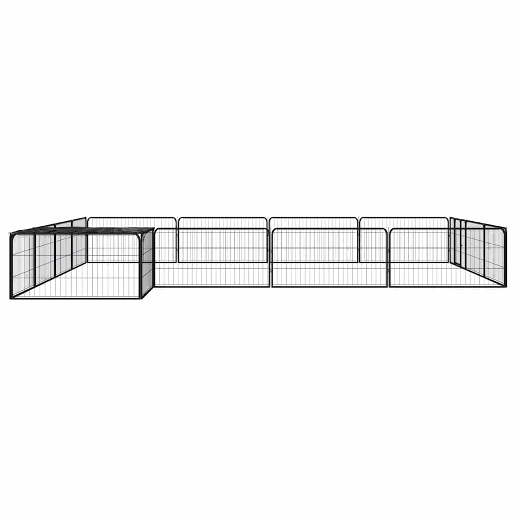 16 paneeliga koera mänguaed must 100x50 cm pulbervärvitud teras