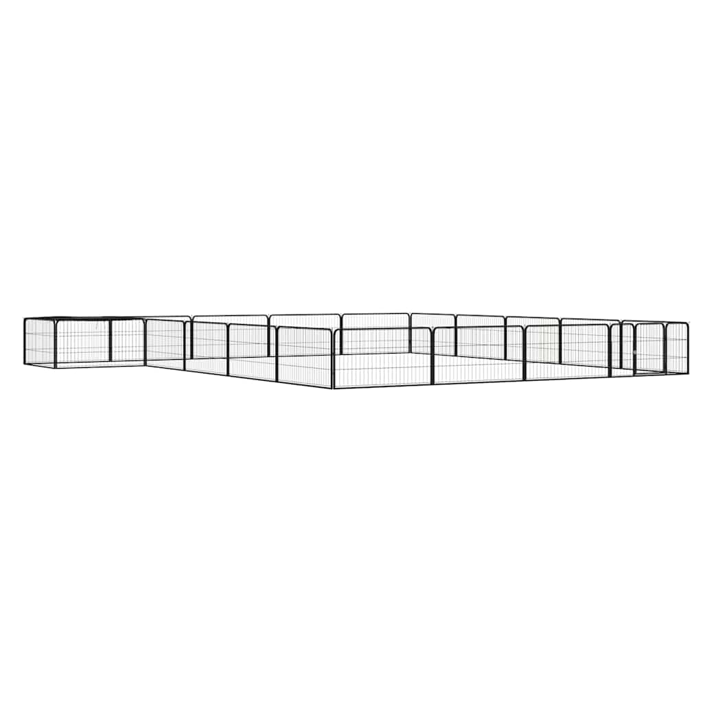 20 paneeliga koera mänguaed must 100x50 cm pulbervärvitud teras