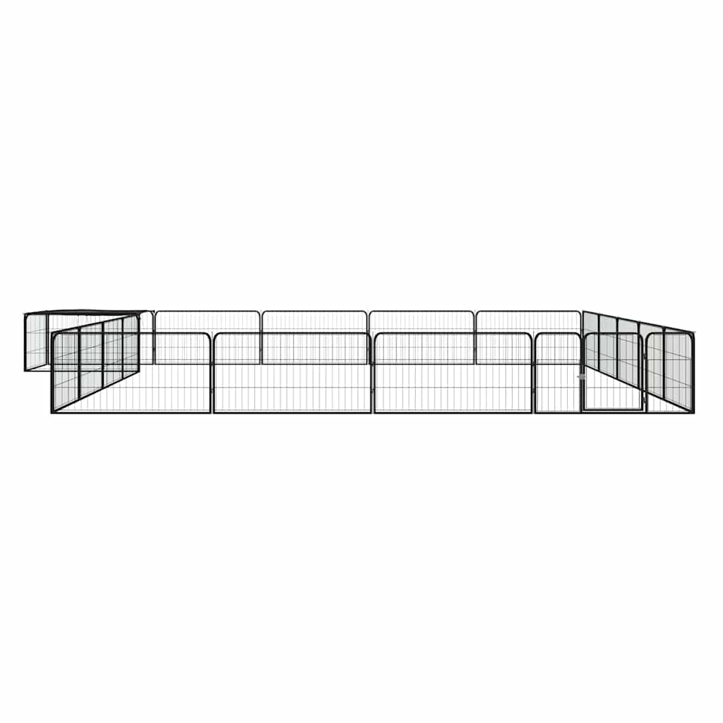 20 paneeliga koera mänguaed must 100x50 cm pulbervärvitud teras