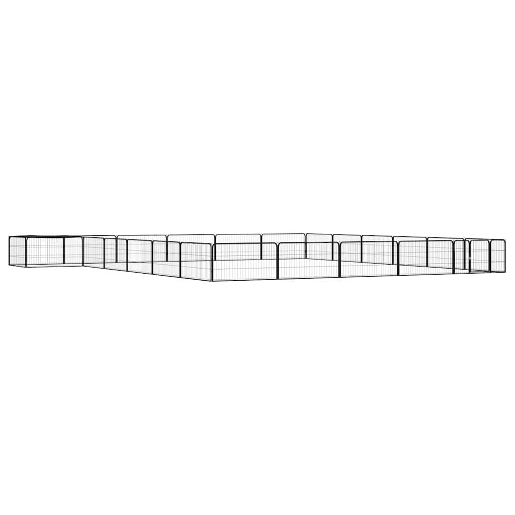 24 paneeliga koera mänguaed must 100x50 cm pulbervärvitud teras