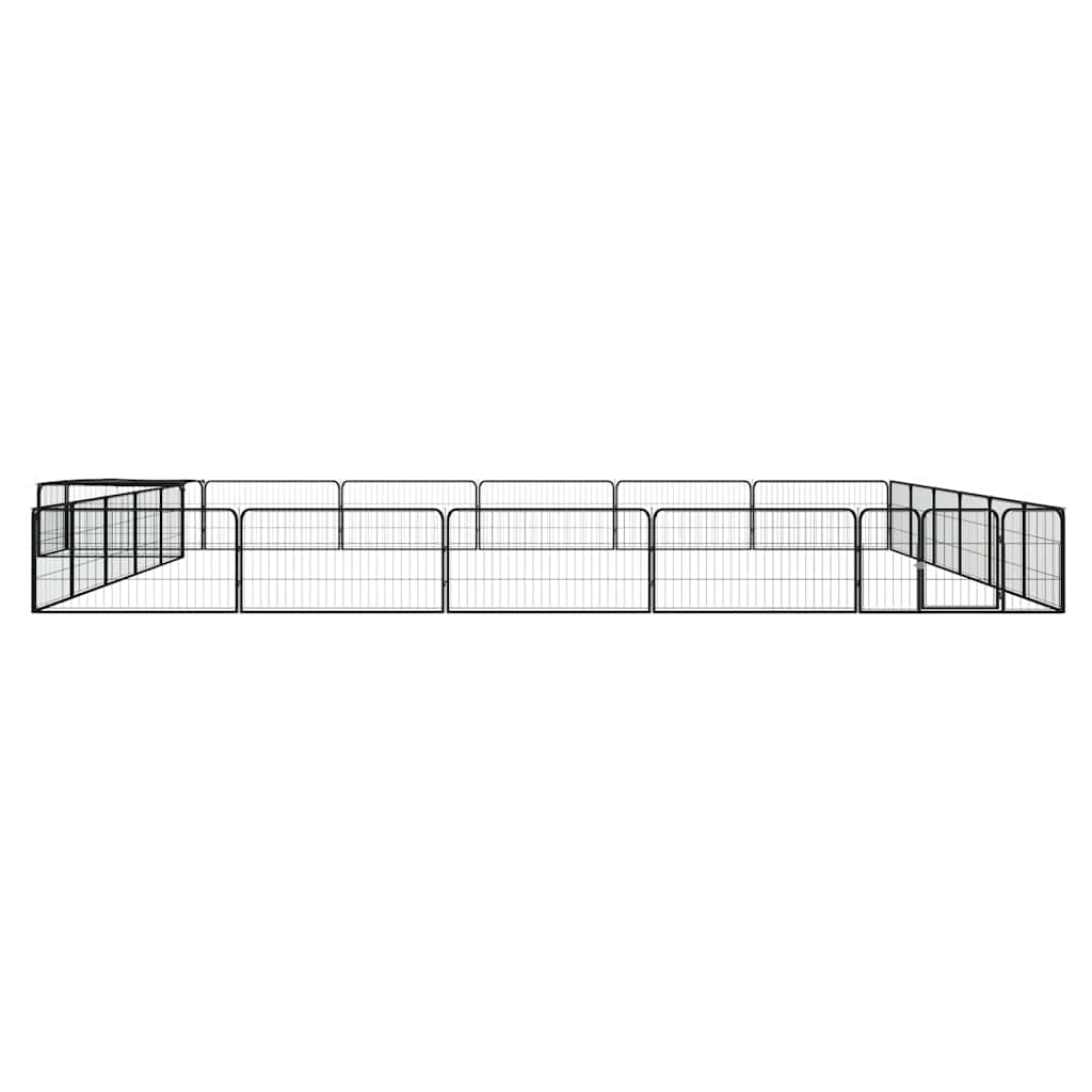 24 paneeliga koera mänguaed must 100x50 cm pulbervärvitud teras