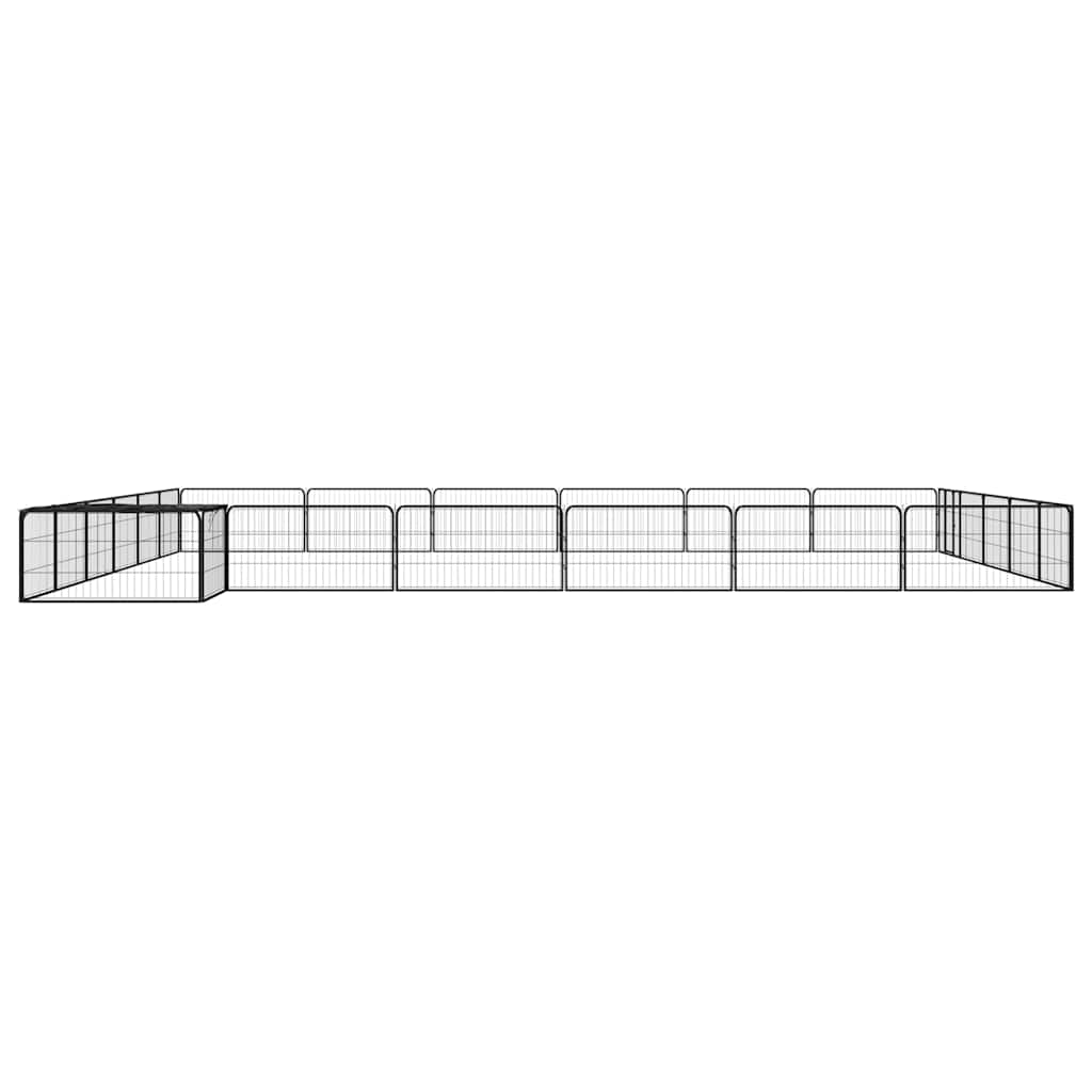 24 paneeliga koera mänguaed must 100x50 cm pulbervärvitud teras