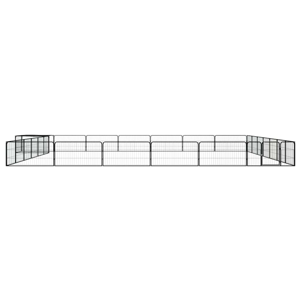 28 paneeliga koera mänguaed must 100x50 cm pulbervärvitud teras