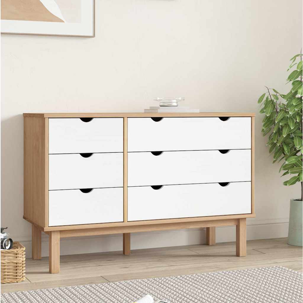 Sahtlitega kapp "OTTA", pruun ja valge, 111x43x73,5 cm, mänd