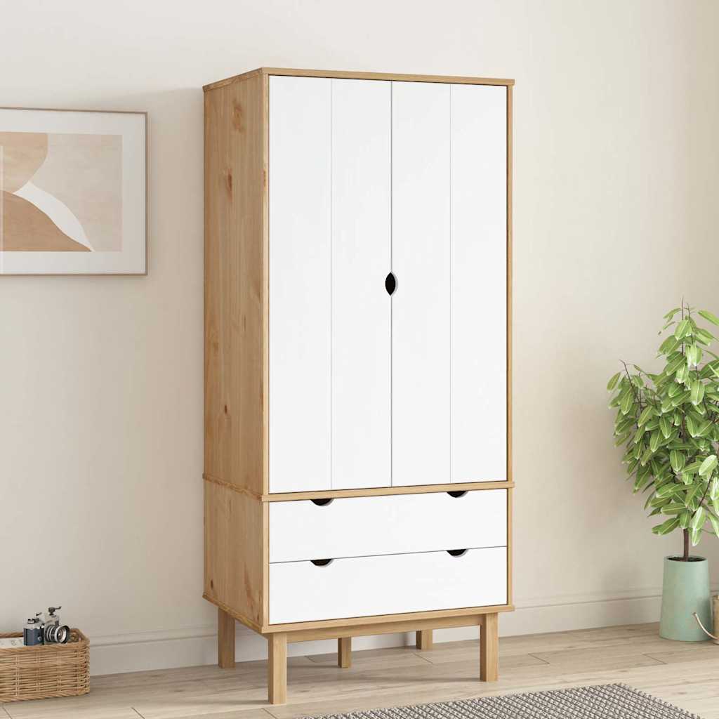 Garderoob "OTTA", pruun ja valge 76,5x53x172 cm, männipuit