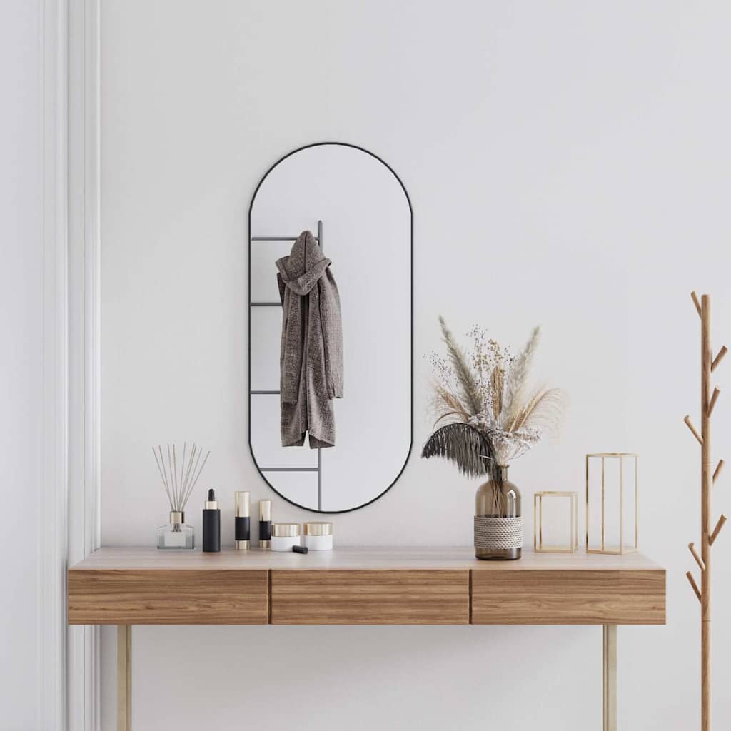 Seinapeegel, must, 100 x 45 cm, ovaalne