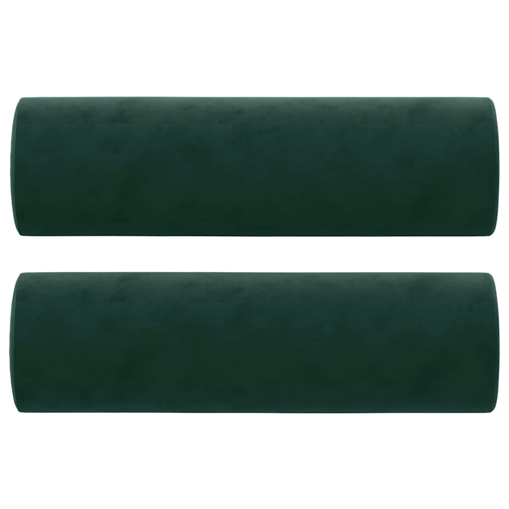Dekoratiivpadjad 2 tk, tumeroheline, Ø15 x 50 cm, samet