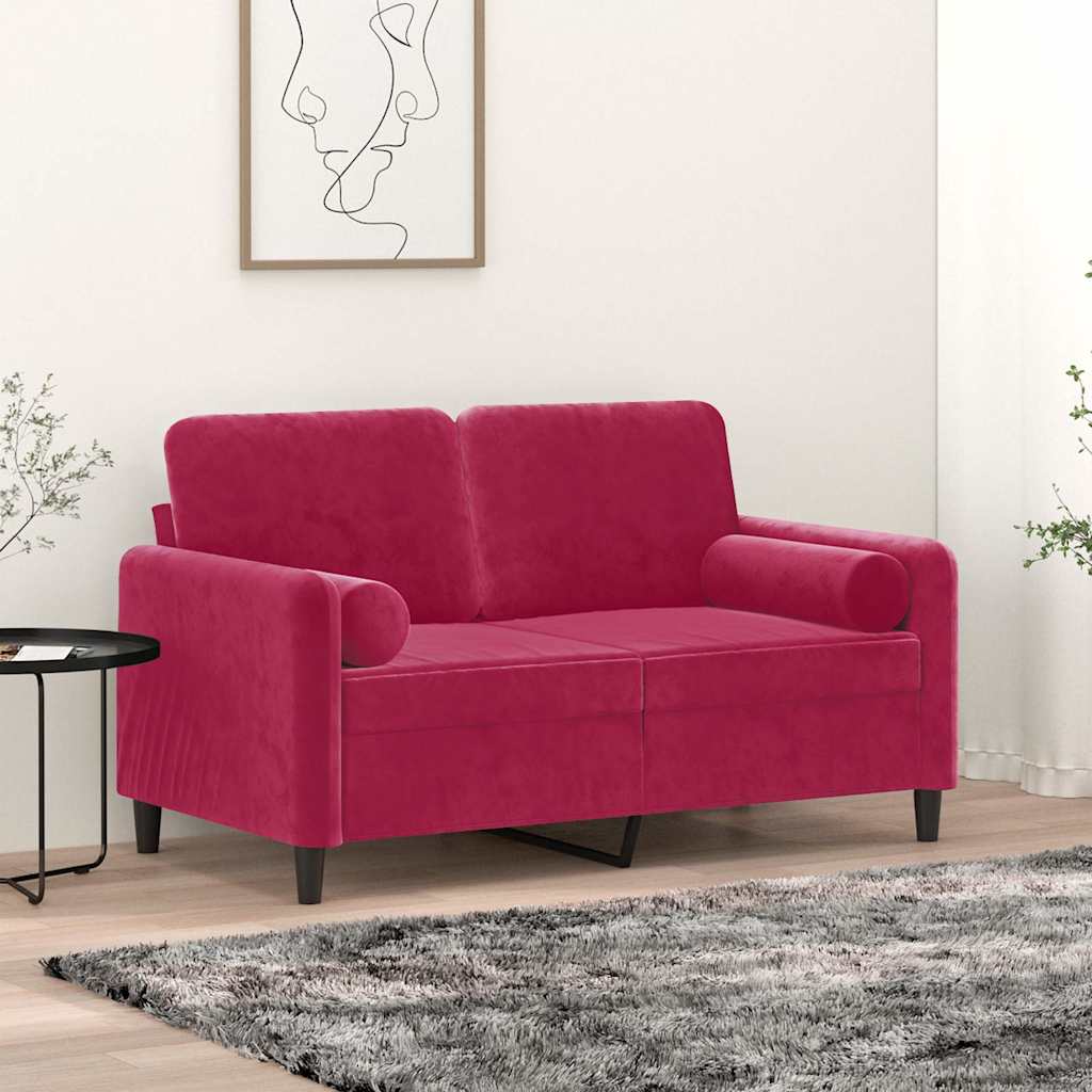 Dekoratiivpadjad 2 tk, veinipunane, Ø15x50 cm, samet