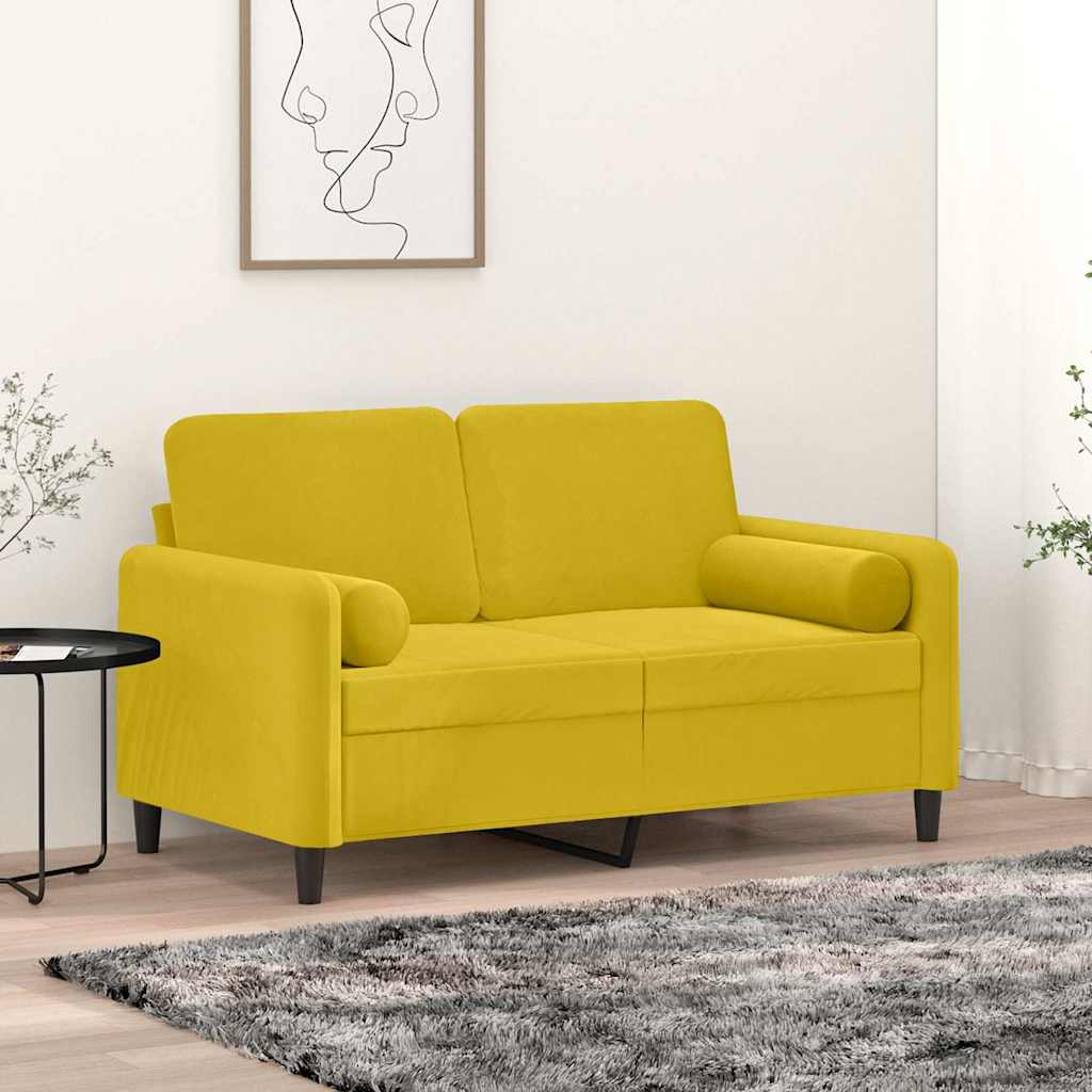 Dekoratiivpadjad 2 tk, kollane, Ø15 x 50 cm, samet