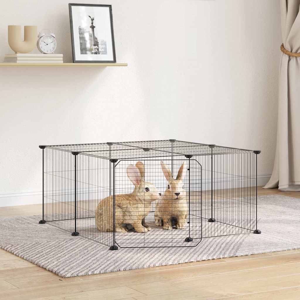 12-paneeliga lemmiklooma aedik uksega, must, 70 x 70 x 35 cm, teras